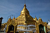 Myanmar - Mandalay, Kuthodaw Pagoda. 729 white pitaka pagodas contain the Tipitaka, the sacred texts of Theravada Buddhism. 